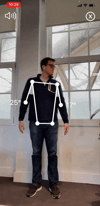 Skeleton tracking computer vision creates real time overlay of human pose estimation