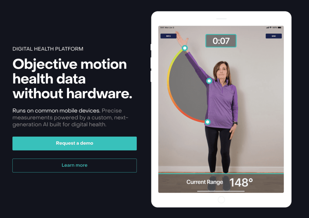 Exer.ai Health app uses AI Human Pose estimation in their app for joint mobility