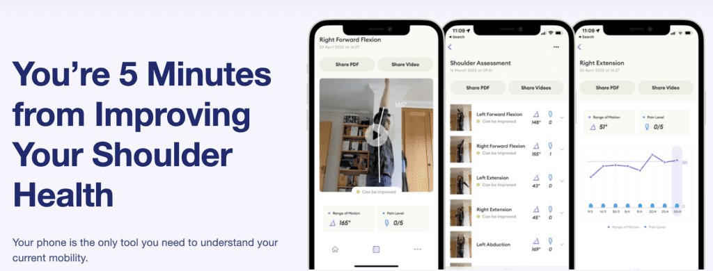 Reflex Shoulder Care App uses AI Human Pose estimation in their iOS app