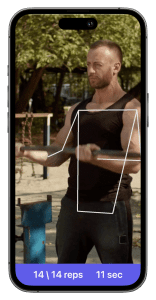 Image shows bicep curls in a fitness app