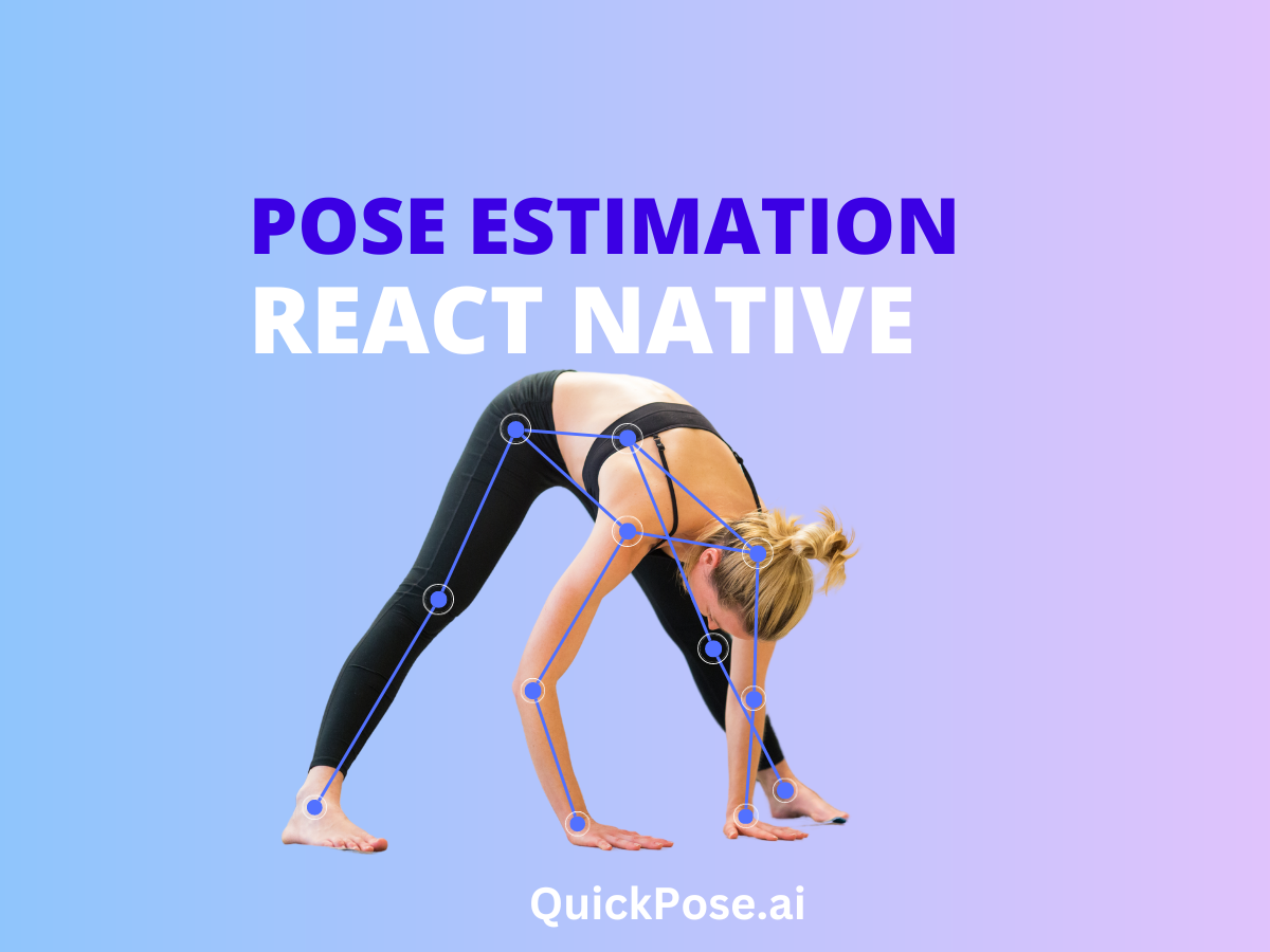 Pose Estimation React Native. Image shows a person doing yoga with pose estimation landmarks on her joints.