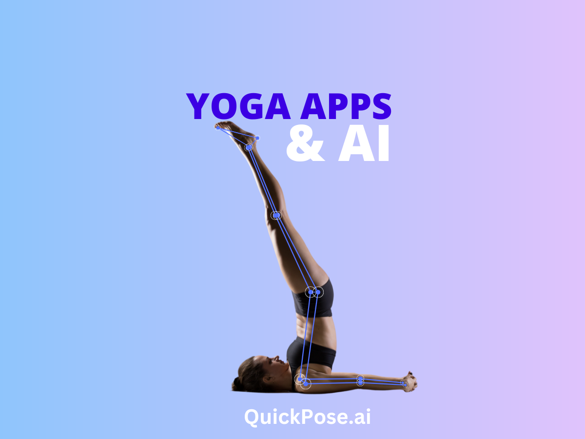 How Yoga Apps can use AI. Image shows a woman doing yoga inverted pose with pose estimation landmarks on her joints.