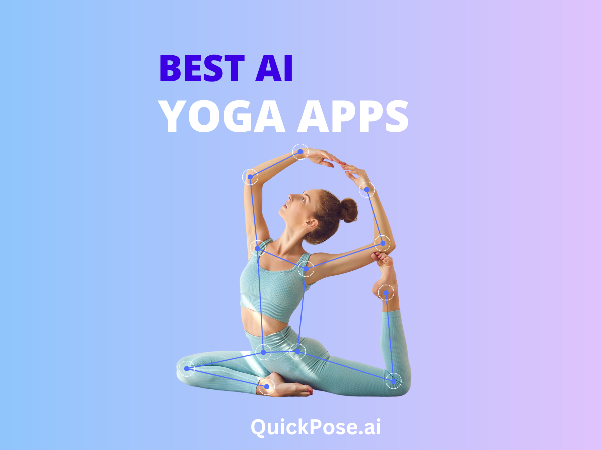 Best AI Yoga Apps image shows a person doing a yoga pose with mediapipe landmarks over her joints.