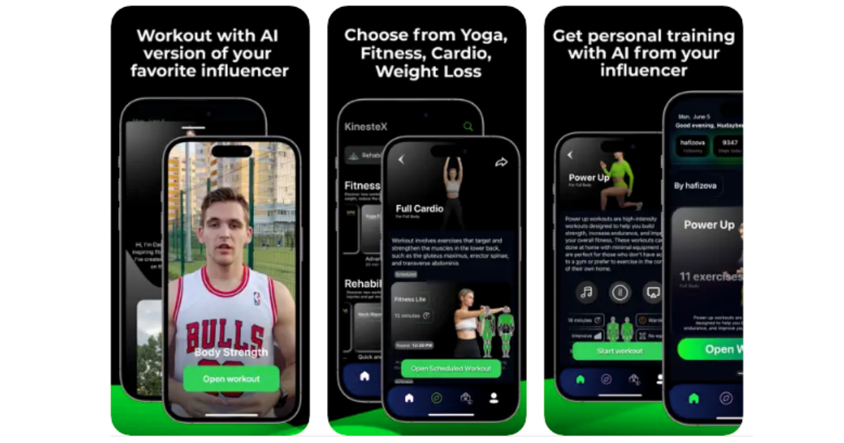 KinesteX AI Yoga app on Appstore. Image shows screenshots from the ai yoga app